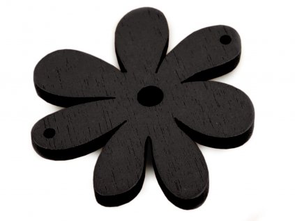 Dřevěné korálky / výsek 35x40mm  květinka - černá