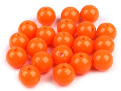 Korálky plastové 12mm Kulička (10ks) - oranžové