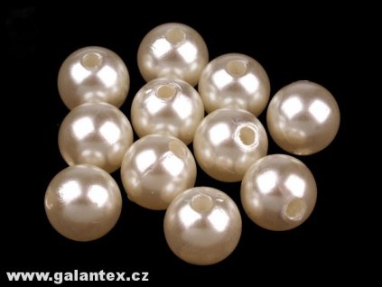 Voskované korálky plastové kulička 10mm (10ks) - perlové