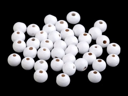 Korálky dřevěné kulička 8 mm (50 kusů) - bílé