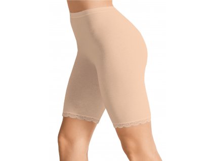 Dámské dlouhé bavlněné boxerky s krajkou 701-3K (Barva tělová, Velikost XL/XXL)