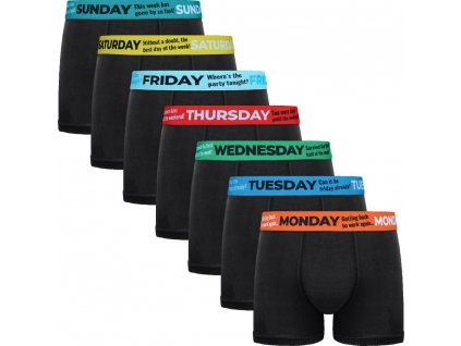 7-PACK pánských bavlněných boxerek Dny v týdnu (Barva černá, Velikost XL/XXL)