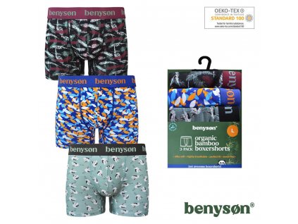 3-PACK Bambusové pánské boxerky 7010-BENY (Barva Mix viz foto, Velikost S/M)