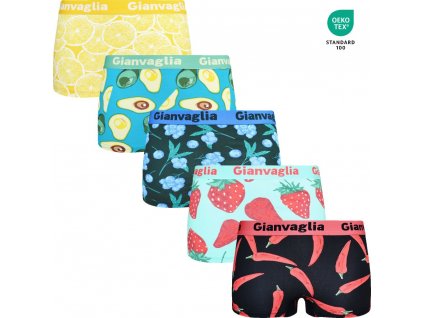5-PACK Dámských nižších boxerek Ovoce 8804 (Barva Mix vzorů viz foto, Velikost XL/XXL)