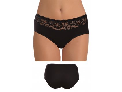 Dámské kalhotky s květinovou krajkou 9060 (Barva černá, Velikost S/M)