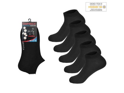 5-PACK Bavlněných kotníkových ponožek SK-501-BLACK (Barva černá, Velikost 35-40)