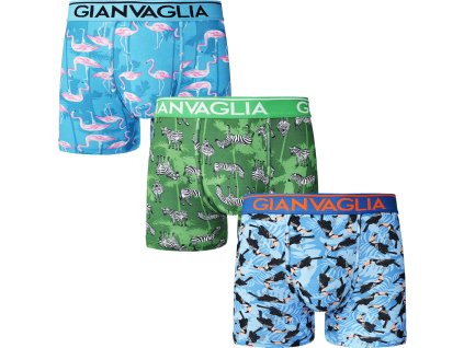 3-PACK Pánské boxerky Gianvaglia 5501 zvířata (Barva mix viz foto, Velikost S/M)