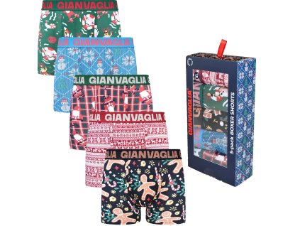 5-PACK Pánských vánočních boxerek GVG-5084 (Barva vzory viz foto, Velikost S/M)