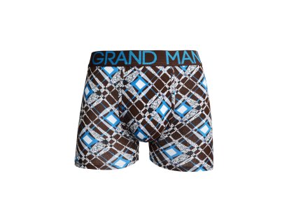 Bavlněné pánské boxerky Grand Man 2007GM (Barva hnědo-modrá, Velikost XL/XXL)