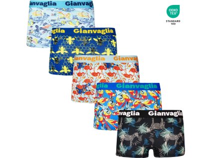 5-PACK Dámských nižších boxerek Zvířátková Fiesta 8807 (Barva mix 5 vzorů viz foto, Velikost S/M)