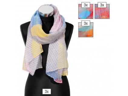 Lehký šátek Charm 90 x 180 cm s abstraktním vzorem, mix barev