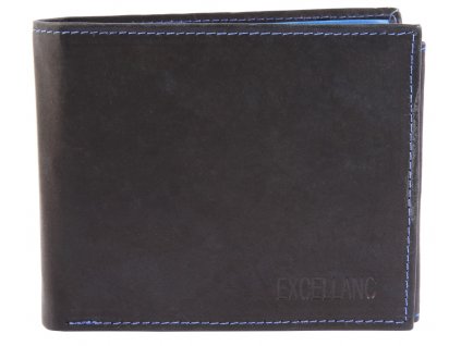 Peněženka z pravé kůže Excellanc na šířku modro-černá