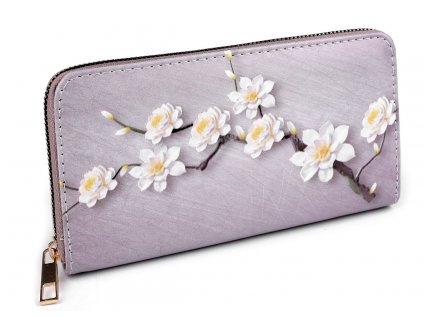 Dámská peněženka s větvičkou s květy 9,5x19 cm