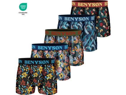 5-PACK Pánske farebné elastické boxerky 7122