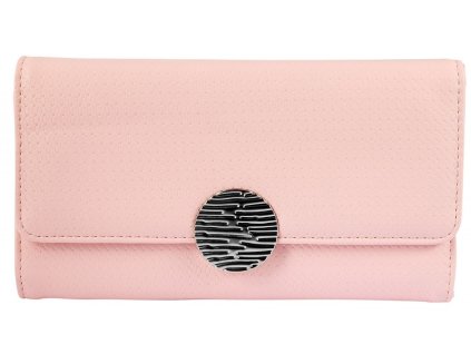Veľká dámska peňaženka typ listová kabelka so zatváraním na zdobenú patentku ružová