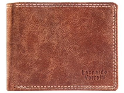 Luxusná pánska peňaženka Leonardo Verrelli z pravej kože hnedá patina