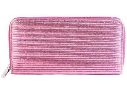 Dámska kožená peňaženka Charm metalická ružová na zips