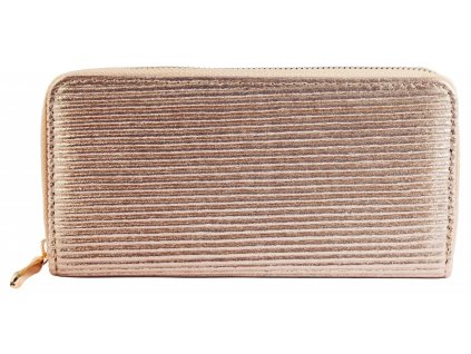 Dámska kožená peňaženka Charm metalická zlatá na zips