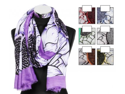 Pestrofarebný ľahký šál, vzor slnečnice, 90x180 cm, mix farieb