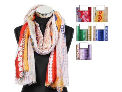 Pestrofarebný ľahký šál, 90x180 cm, mix farieb
