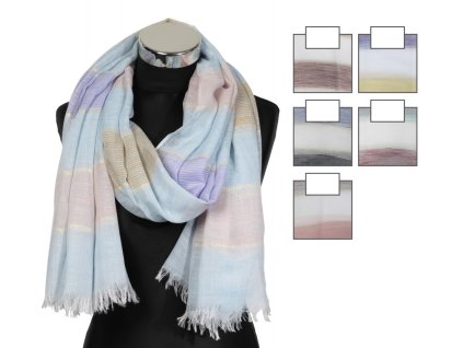 Väčší šál v pastelových farbách, 85x180cm, mix farieb