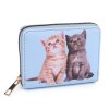 Kompaktná detská peňaženka blankytná motív dvoch mačiek 9,5x12,5 cm