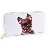 Dámska peňaženka prívesok so psom biela