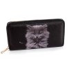 Dámska peňaženka čierna vzor Kočka sivá