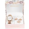 Vynikajúca darčeková súprava s dámskymi náramkovými hodinkami, náhrdelníkom a náušnicami v ružovom zlate