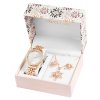Vynikajúca darčeková súprava s dámskymi náramkovými hodinkami, náhrdelníkom a náušnicami v ružovom zlate