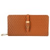 Dámská peněženka z imitace kůže, tkaný design s ozdobnou přezkou hnědá