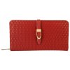 Dámská peněženka z imitace kůže, tkaný design s ozdobnou přezkou červená
