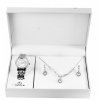 Darčeková sada hodiniek, prsteňa, náušníc a náhrdelníka Excellanc farba prevedenie strieborná