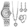Darčeková sada hodiniek, prsteňa, náušníc a náhrdelníka Excellanc farba prevedenie strieborná