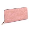 Dámska peňaženka s reliéfnym 3D vzorom kvetov v ružovej farbe