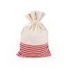 Ľanové vrecúško s prúžkami 18,5x28 cm červená