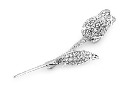 Brož s broušenými kamínky tulipán (Varianta crystal, Balení 1 ks)