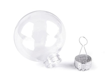 Baňka k dozdobení Ø6 cm (Varianta 1 transparent stříbrná, Balení 2 ks)