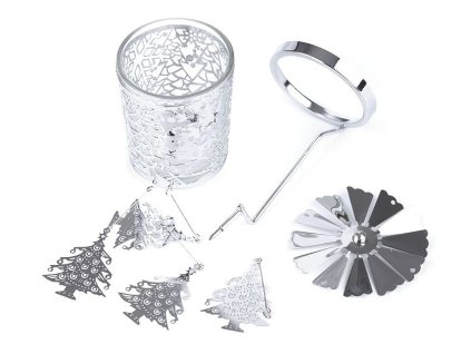 Otočný vánoční svícen / kolotoč (Varianta 3 stříbrná vločka, Balení 1 ks)