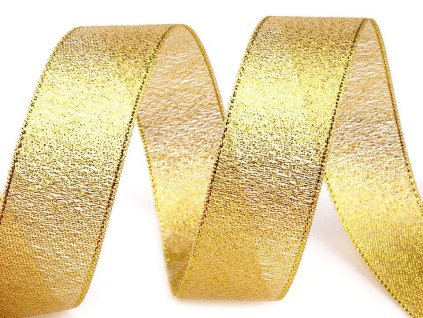 Brokátová stuha šíře 25 mm s lurexem, vánoční (Varianta 1 zlatá, Balení 22.5 m)