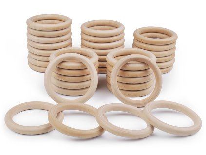 Dřevěný kruh / macrame, ucha na tašky vnější Ø11,2 cm (Varianta přírodní sv., Balení 20 ks)