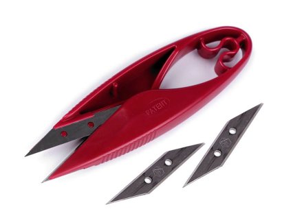 Nůžky PIN cvakačky velmi ostré s náhradním ostřím délka 11 cm (Varianta červená tmavá, Balení 1 karta)