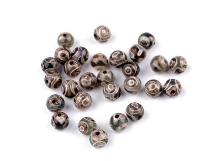 Tibetský achát Dzi, minerální korálky  Ø8 mm (Varianta achát tibetský Dzi, Balení 47 ks)