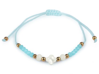 Náramek shamballa s perletí a broušenými korálky (Varianta 1 bílá, Balení 1 ks)