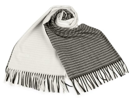 Zimní šála / pléd s třásněmi 65x180 cm (Varianta 20 krémová černá, Balení 1 ks)