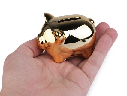 Zlaté prasátko pro štěstí / pokladnička pro svatby a Vánoce (Varianta zlatá, Balení 1 ks)