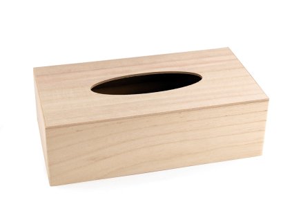 Dřevěný zásobník na kapesníky k dozdobení (Varianta 1 přírodní, Balení 1 ks)