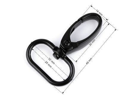 Kovová karabina otočná, průvlek 25 mm (Varianta černý lak, Balení 1 ks)
