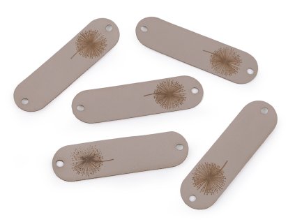 Nášivka / štítek z eko kůže - pampeliška (Varianta 2 hnědá přírodní, Balení 5 ks)