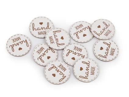 Nášivka / štítek z eko kůže - hand made (Varianta 2 béžová světlá, Balení 10 ks)